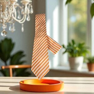 MEN'S ST. PATRICK ORANGE WHITE THIN  DIAGONAL STRIPE TIE AND POCKET SQUARE SET.